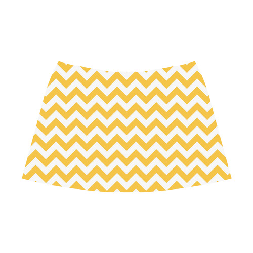 Sunny Yellow zigzag chevron pattern Mnemosyne Women's Crepe Skirt (Model D16)