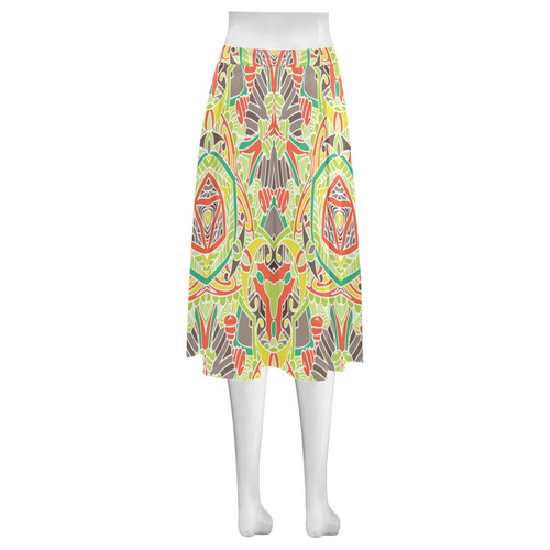 Zandine 0310 abstract retro pattern Mnemosyne Women's Crepe Skirt (Model D16)