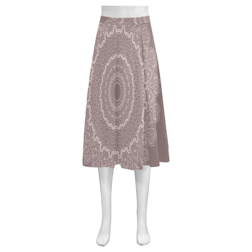 cosmic mandala and universe soft pink and mauve Mnemosyne Women's Crepe Skirt (Model D16)