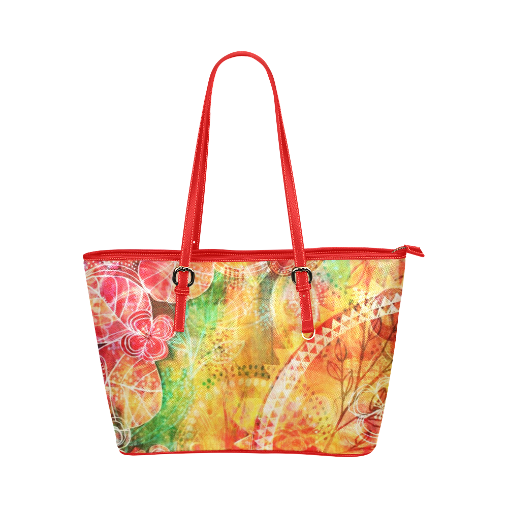 Sunshine Garden Leather Tote Bag/Large (Model 1651) ID D938811