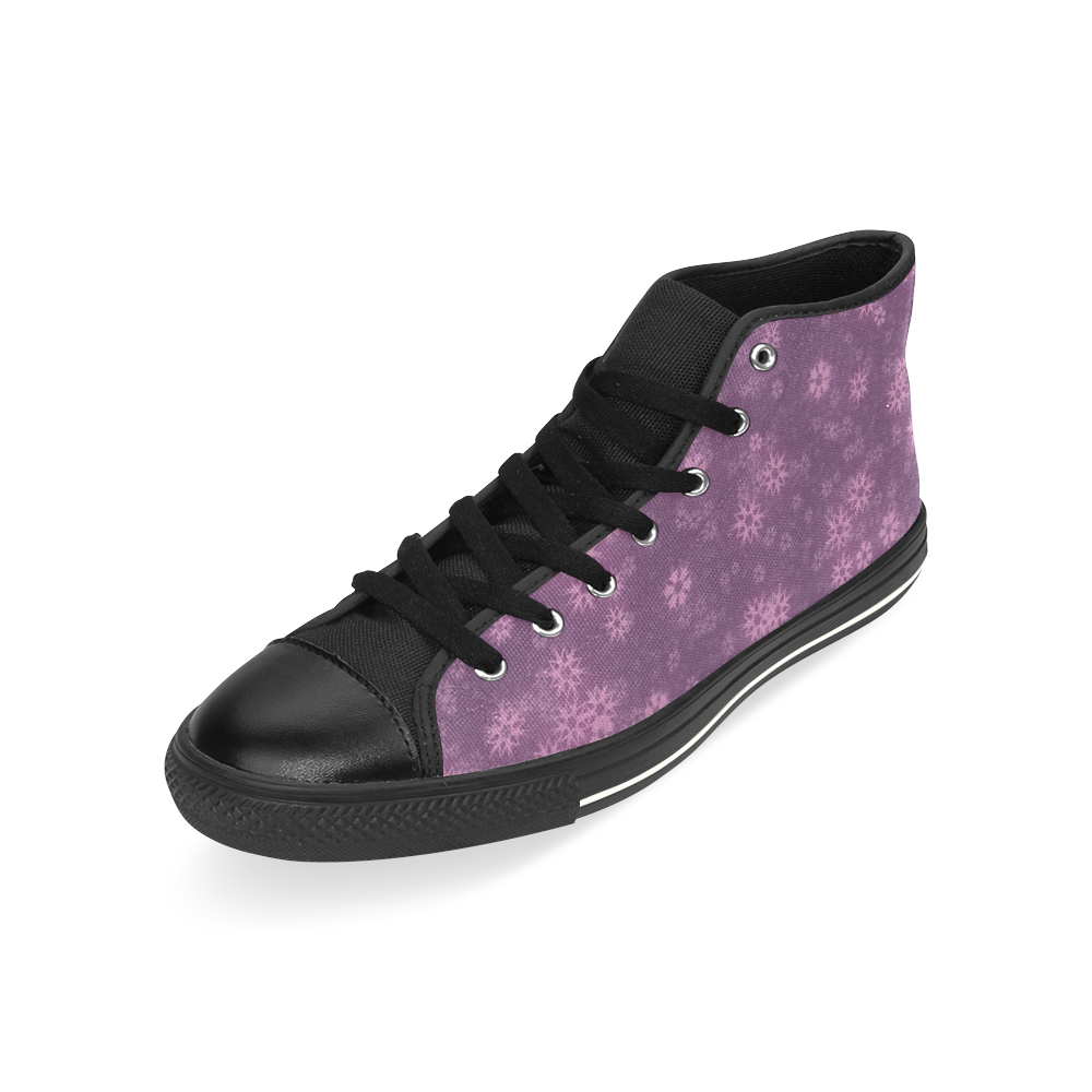Snow stars lilac High Top Canvas Women's Shoes/Large Size (Model 017)