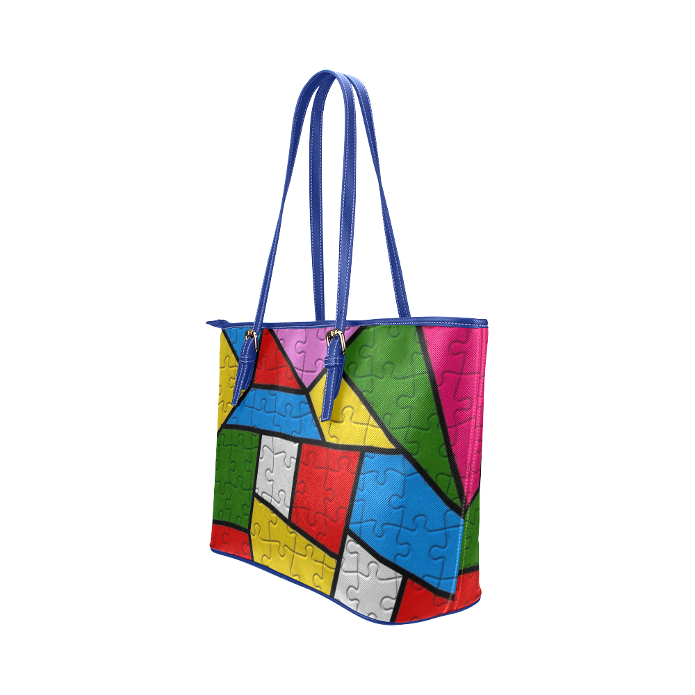 Puzzle Dream by Popart Leather Tote Bag/Small (Model 1651)