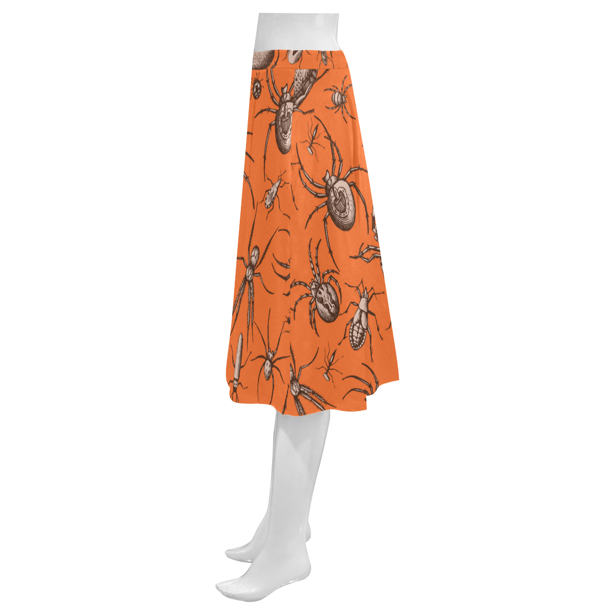 beetles spiders creepy crawlers insects halloween Mnemosyne Women's Crepe Skirt (Model D16)