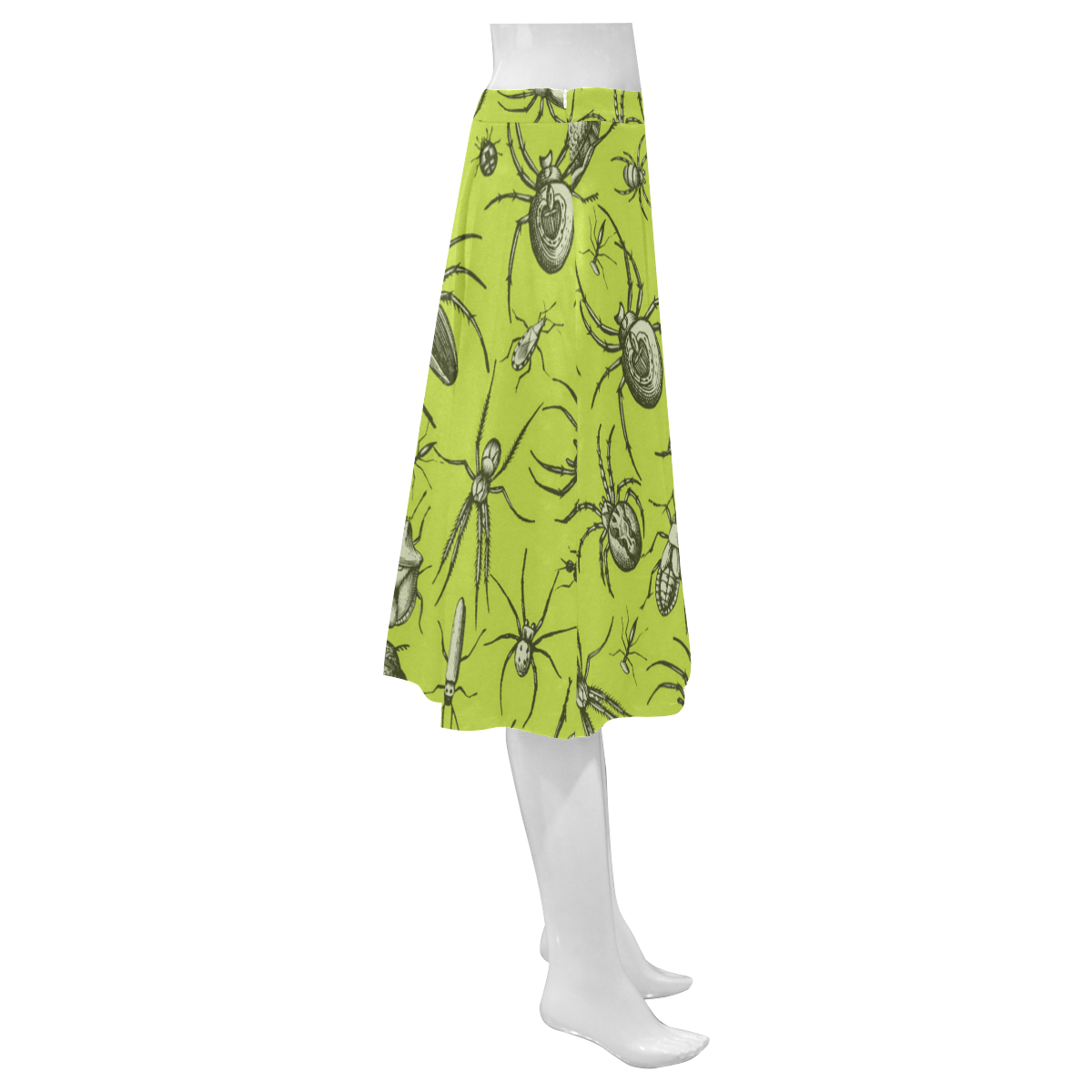 insects spiders creepy crawlers halloween green Mnemosyne Women's Crepe Skirt (Model D16)