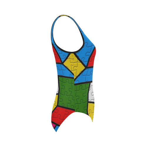 Puzzle Dream by Popart Lover Vest One Piece Swimsuit (Model S04)