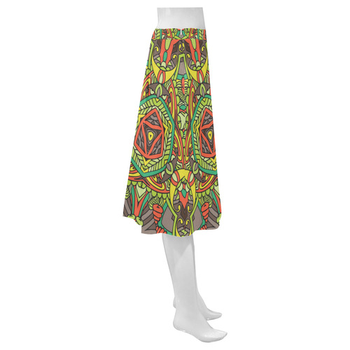 Zandine 0305 Retro brown orange green pattern Mnemosyne Women's Crepe Skirt (Model D16)