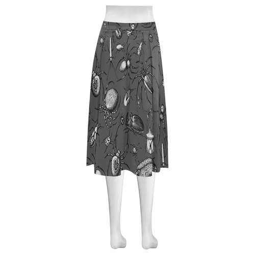 beetles spiders creepy crawlers insects bugs Mnemosyne Women's Crepe Skirt (Model D16)