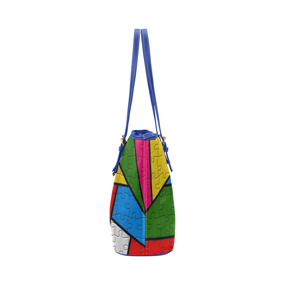 Puzzle Dream by Popart Leather Tote Bag/Small (Model 1651)