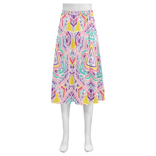 Zandine 0410 Pink purple floral summer pattern Mnemosyne Women's Crepe Skirt (Model D16)