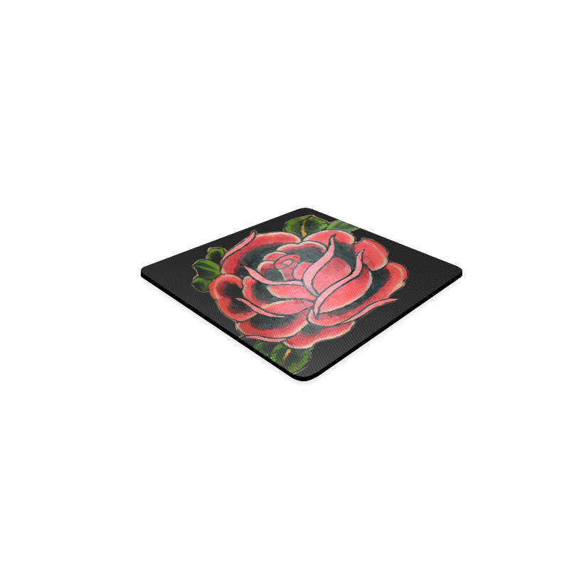 Rose Tattoo Vintage Floral Flower Art Square Coaster