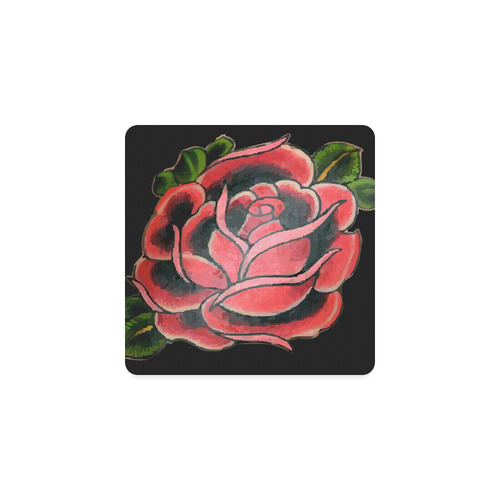 Rose Tattoo Vintage Floral Flower Art Square Coaster