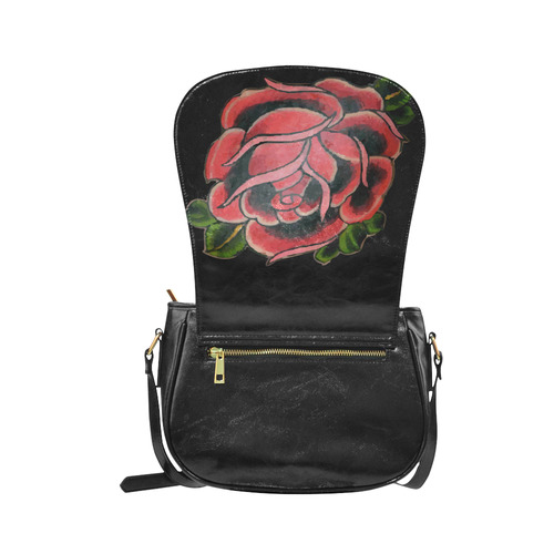 Rose Tattoo Vintage Floral Flower Art Classic Saddle Bag/Small (Model 1648)