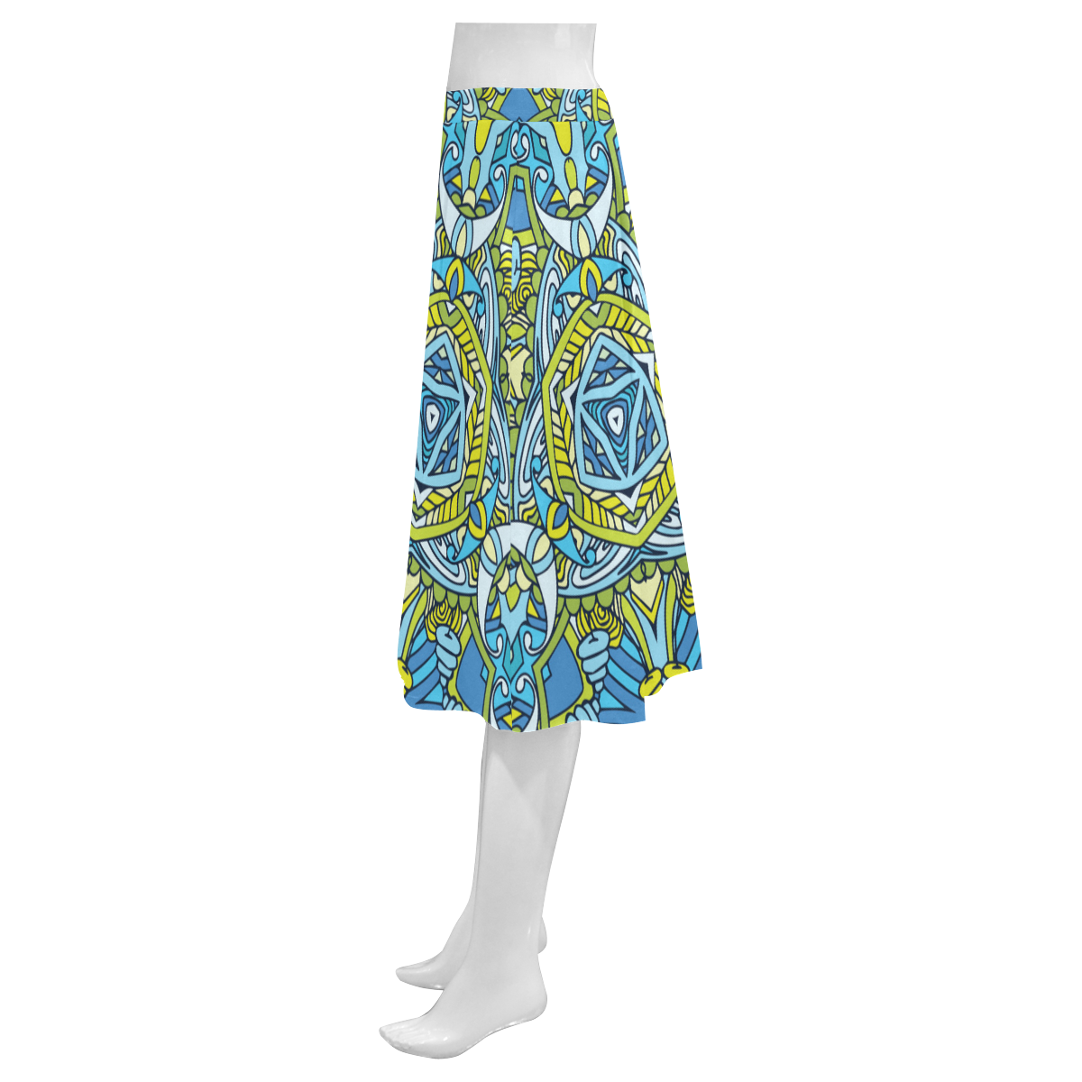 Zandine 0306 blue green fun bold pattern Mnemosyne Women's Crepe Skirt (Model D16)