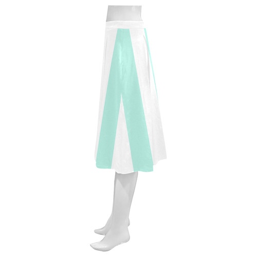 Aqua stripes Mnemosyne Women's Crepe Skirt (Model D16)