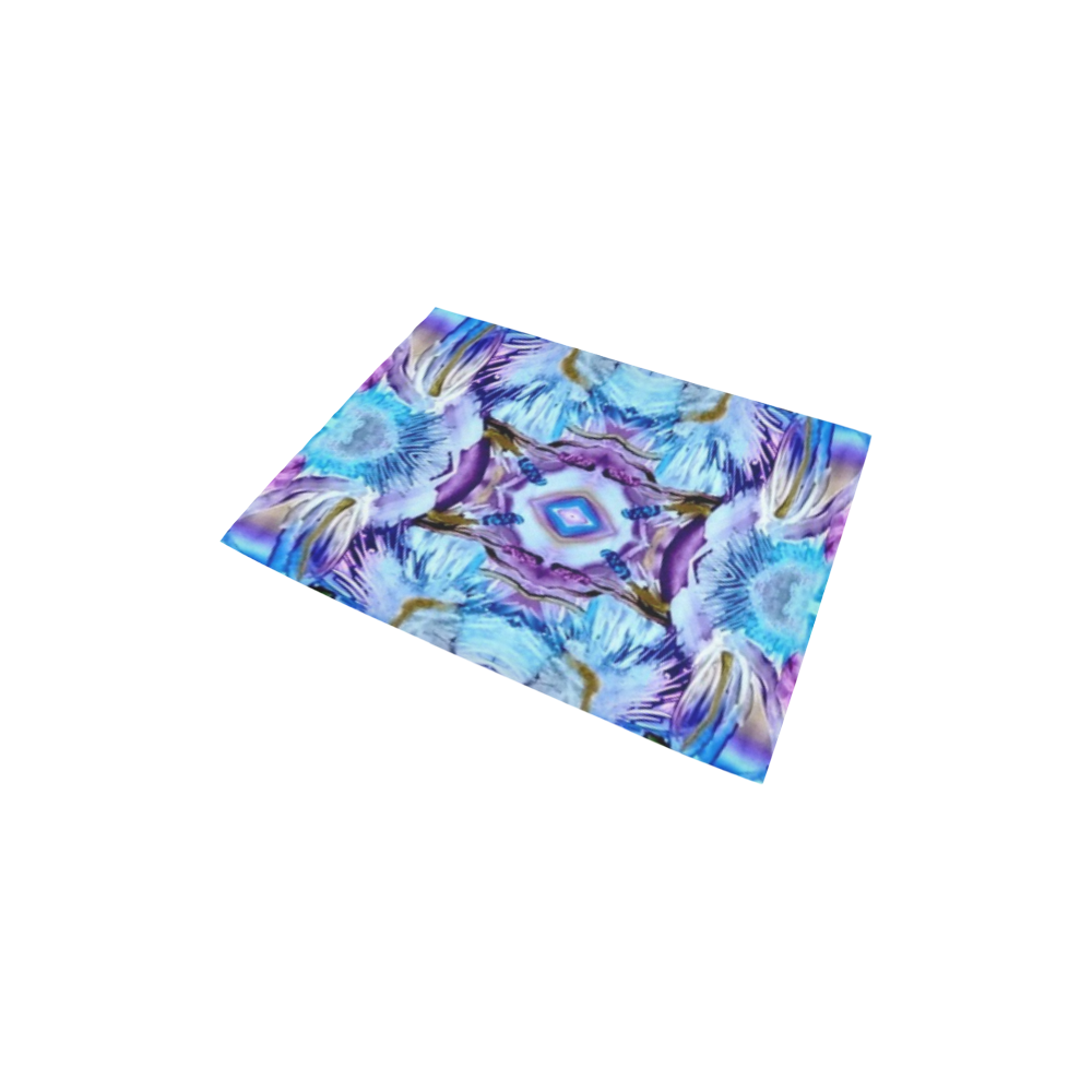 Elegant Turquoise Blue Flower Pattern Area Rug 2'7"x 1'8‘’