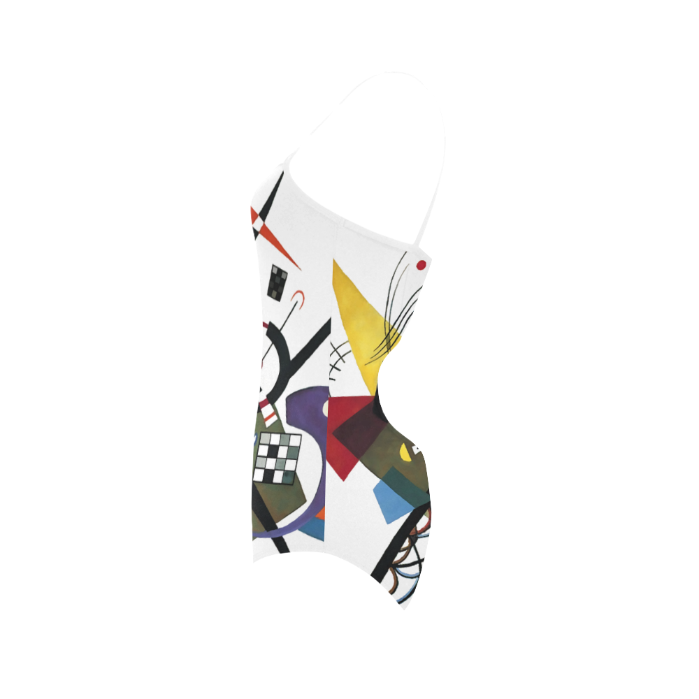 Kandinsky Sur Blanc, 1923 Strap Swimsuit ( Model S05)