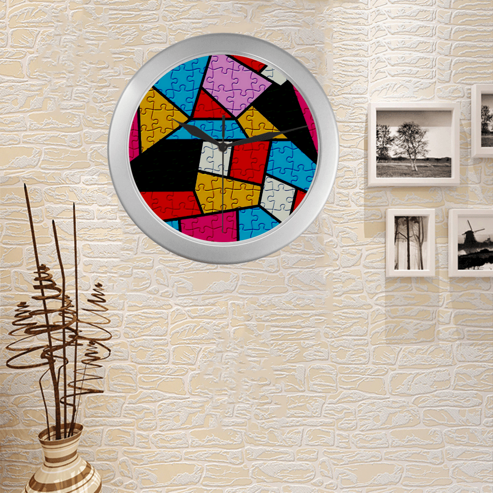 Puzzle Dream by Popart Lover Silver Color Wall Clock