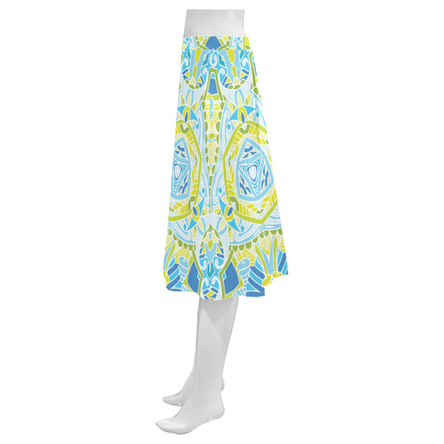 Zandine 0307 blue green abstract garden Mnemosyne Women's Crepe Skirt (Model D16)