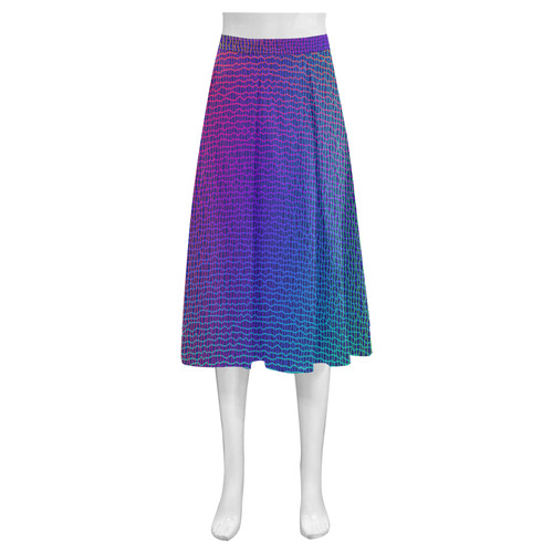 Rainbow Fine Art Grid Black Mnemosyne Women's Crepe Skirt (Model D16)