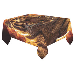 A magnificent tiger is surrounded by flames Cotton Linen Tablecloth 60"x 84"