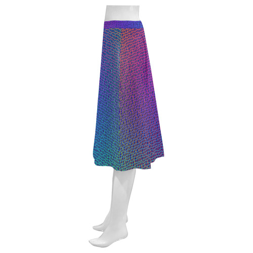 Rainbow Fine Art Grid Black Mnemosyne Women's Crepe Skirt (Model D16)
