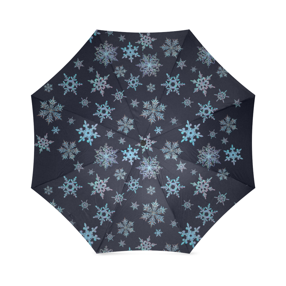Snowflakes, Blue snow original design Foldable Umbrella (Model U01