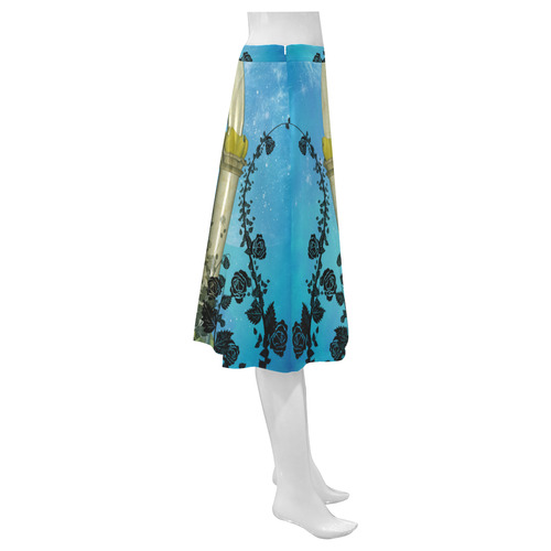 Dancing in the sky with roses Mnemosyne Women's Crepe Skirt (Model D16)