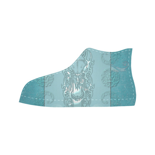 Soft blue decorative design Aquila High Top Microfiber Leather Women's Shoes/Large Size (Model 032)