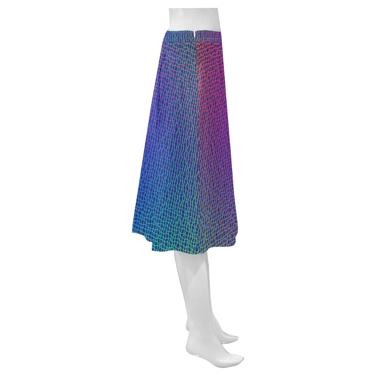 Rainbow Fine Art Grid Black Mnemosyne Women's Crepe Skirt (Model D16)
