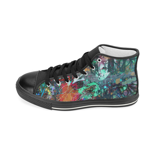 Graffiti Wall and Paint Splatter Women's Classic High Top Canvas Shoes (Model 017)