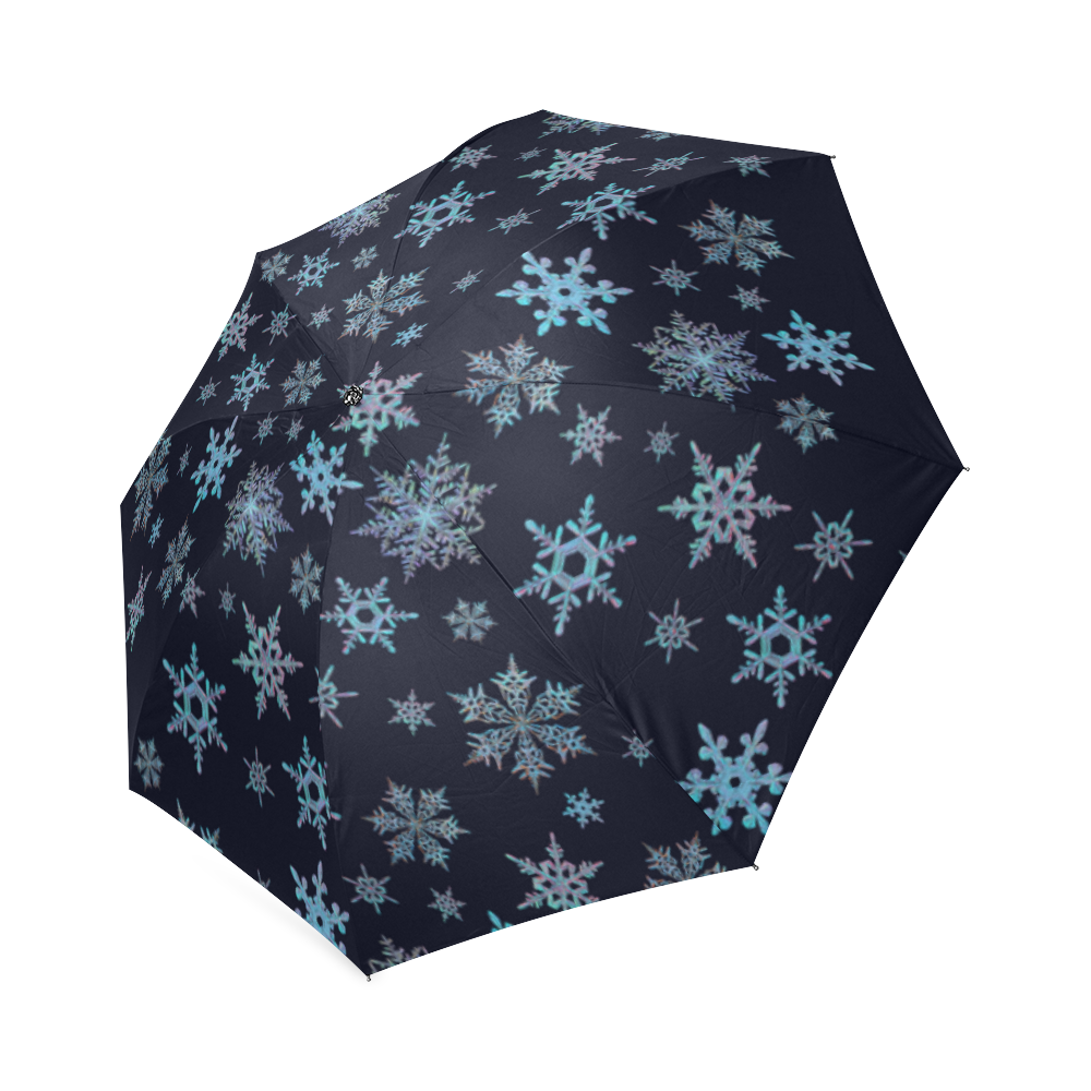 Snowflakes, Blue snow original design Foldable Umbrella (Model U01