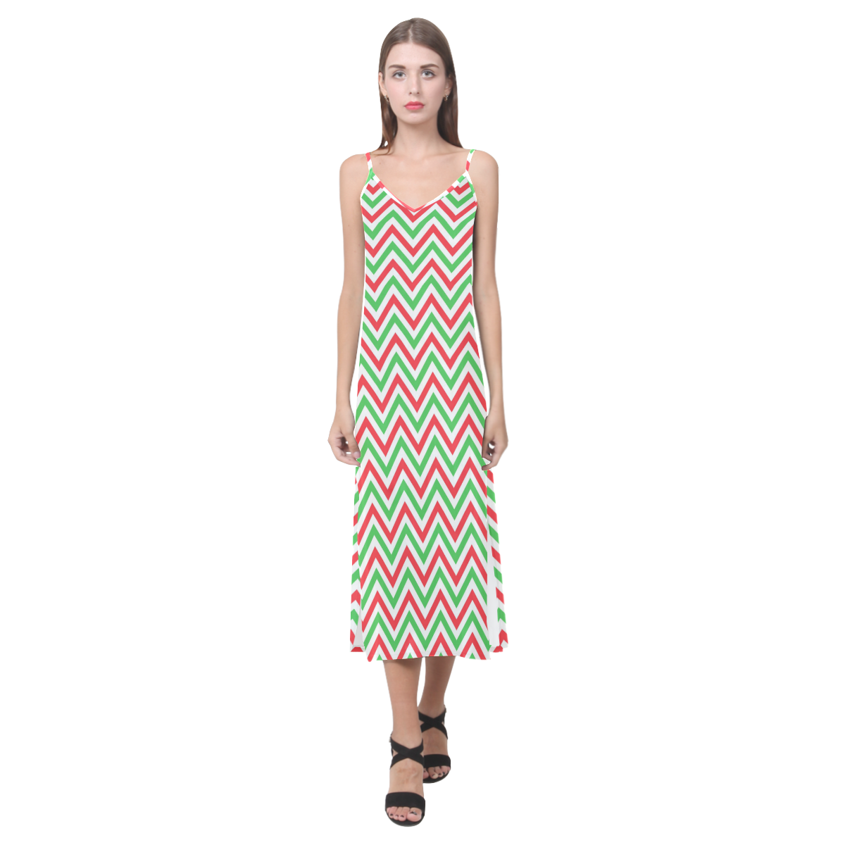 Pattern 20161003 V-Neck Open Fork Long Dress(Model D18)