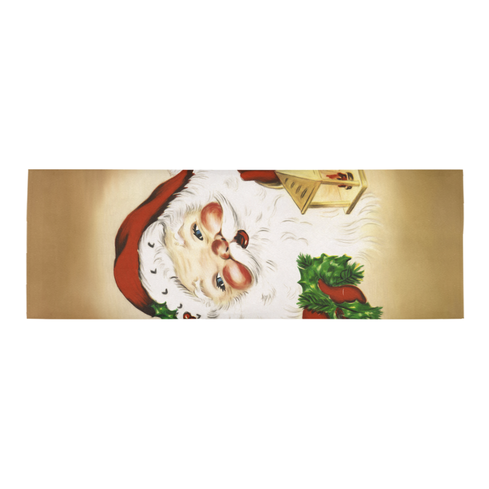 A cute Santa Claus with a mistletoe and a latern Area Rug 9'6''x3'3''