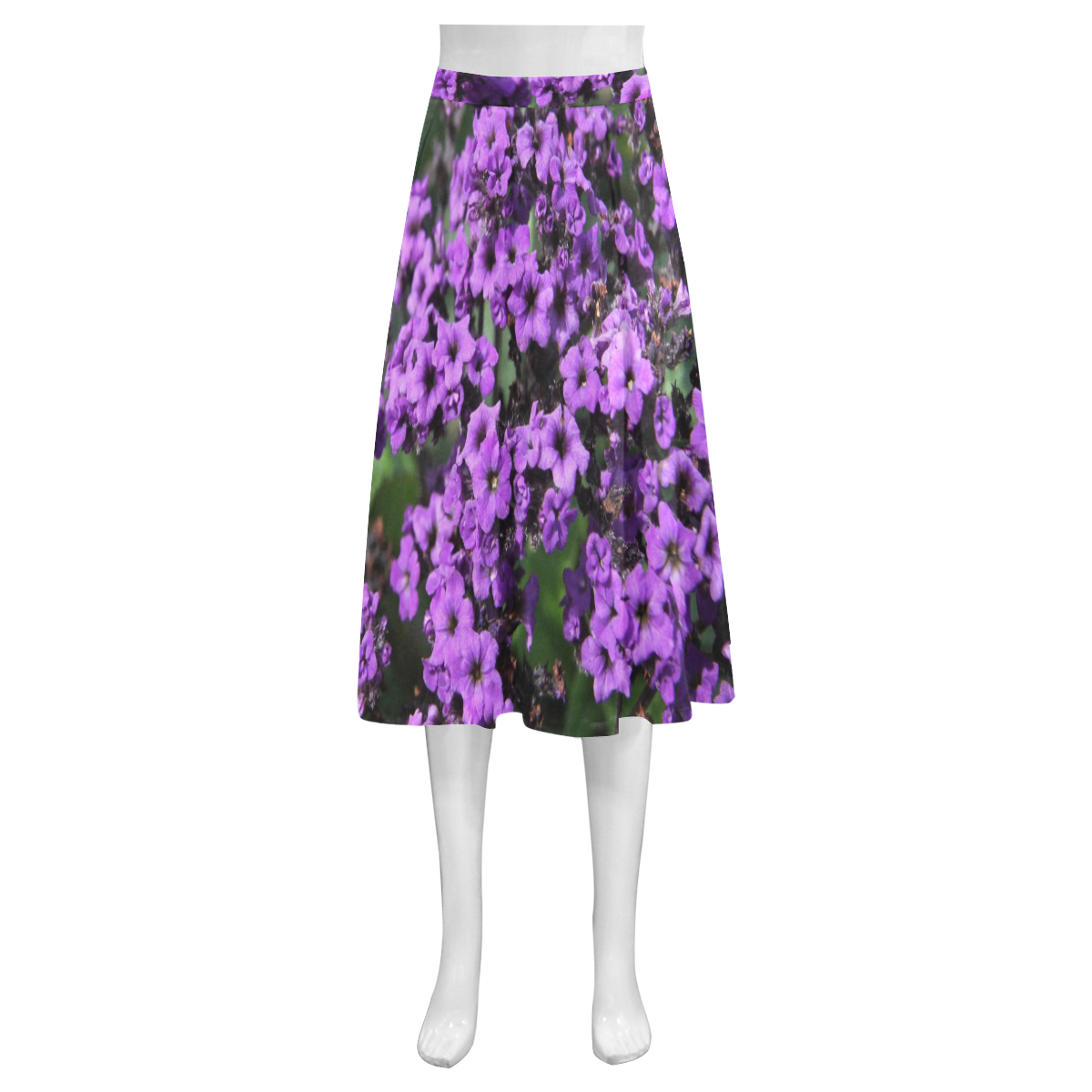 Purple Flowers Mnemosyne Women's Crepe Skirt (Model D16)