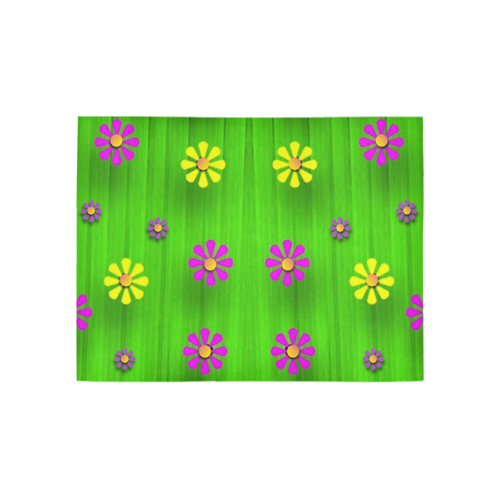 flower print on green Area Rug 5'3''x4'
