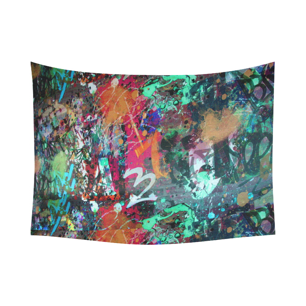 Graffiti Wall and Paint Splatter Cotton Linen Wall Tapestry 80"x 60"