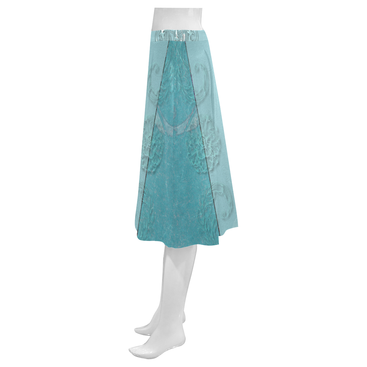 Soft blue decorative design Mnemosyne Women's Crepe Skirt (Model D16)