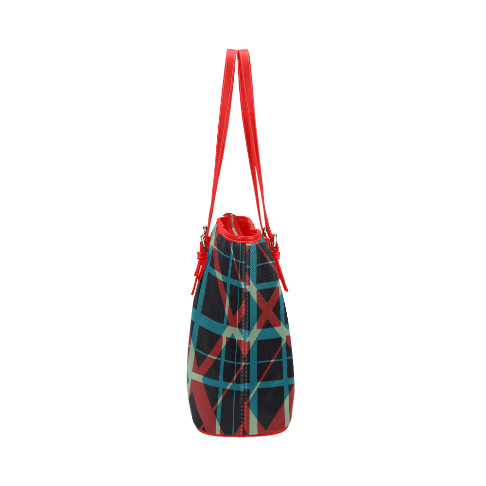 Plaid I Red strap Hipster Style  Shoulder Bag Purse Leather Tote Bag/Small (Model 1651)