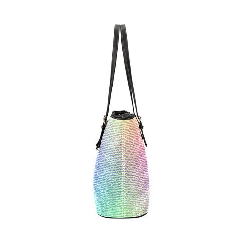 Rainbow Fine Art Grid Leather Tote Bag/Small (Model 1651)