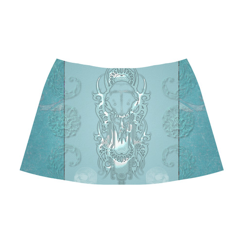 Soft blue decorative design Mnemosyne Women's Crepe Skirt (Model D16)