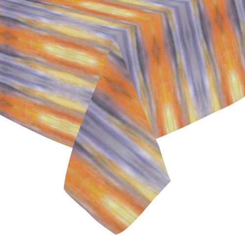 Gray Orange Stripes Pattern Cotton Linen Tablecloth 52"x 70"