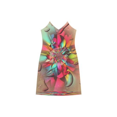Drops by Nico Bielow V-Neck Open Fork Long Dress(Model D18)