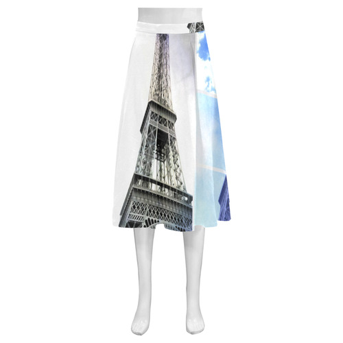 Eiffel Tower Paris Mnemosyne Women's Crepe Skirt (Model D16)