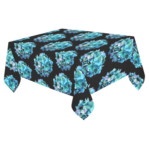 Green Blue Hydrangea Pattern Cotton Linen Tablecloth 52"x 70"