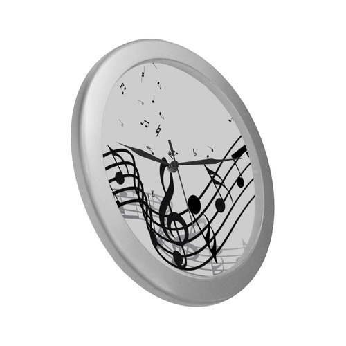 Music Silver Color Wall Clock