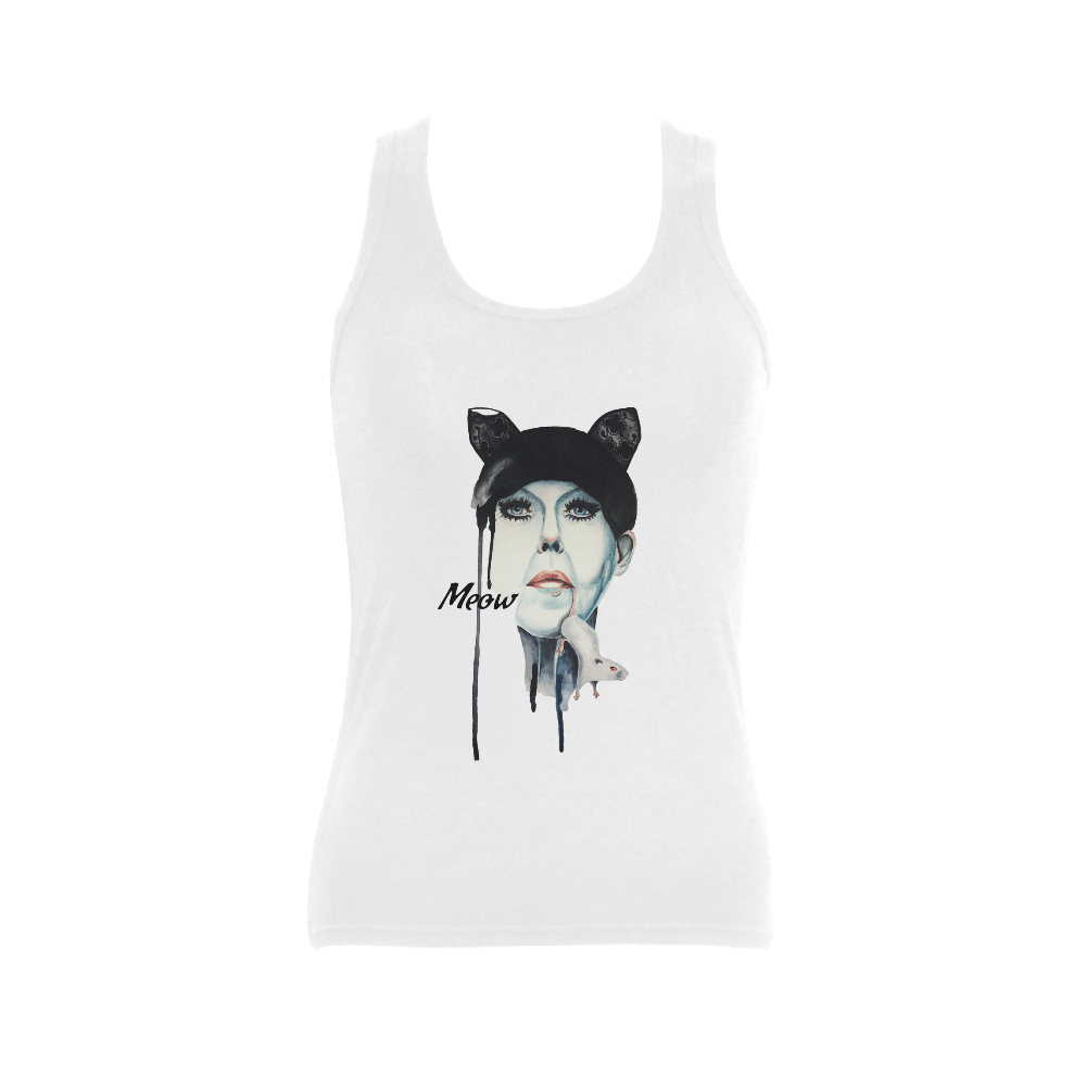 meow Women's Shoulder-Free Tank Top (Model T35)