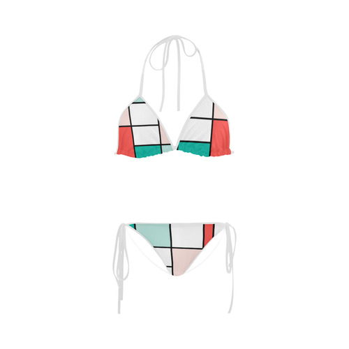 Mondrian etude coral mint Custom Bikini Swimsuit
