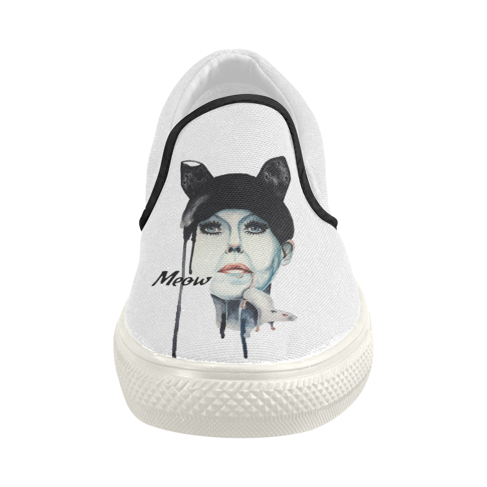 meow Women's Slip-on Canvas Shoes (Model 019)