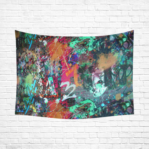 Graffiti Wall and Paint Splatter Cotton Linen Wall Tapestry 80"x 60"