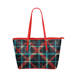 Plaid I Red strap Hipster Style  Shoulder Bag Purse Leather Tote Bag/Small (Model 1651)